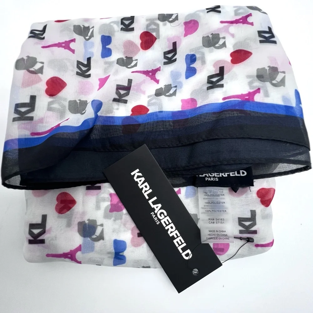 Karl Lagerfeld Paris Paris Icons Square Scarf 48” NWT